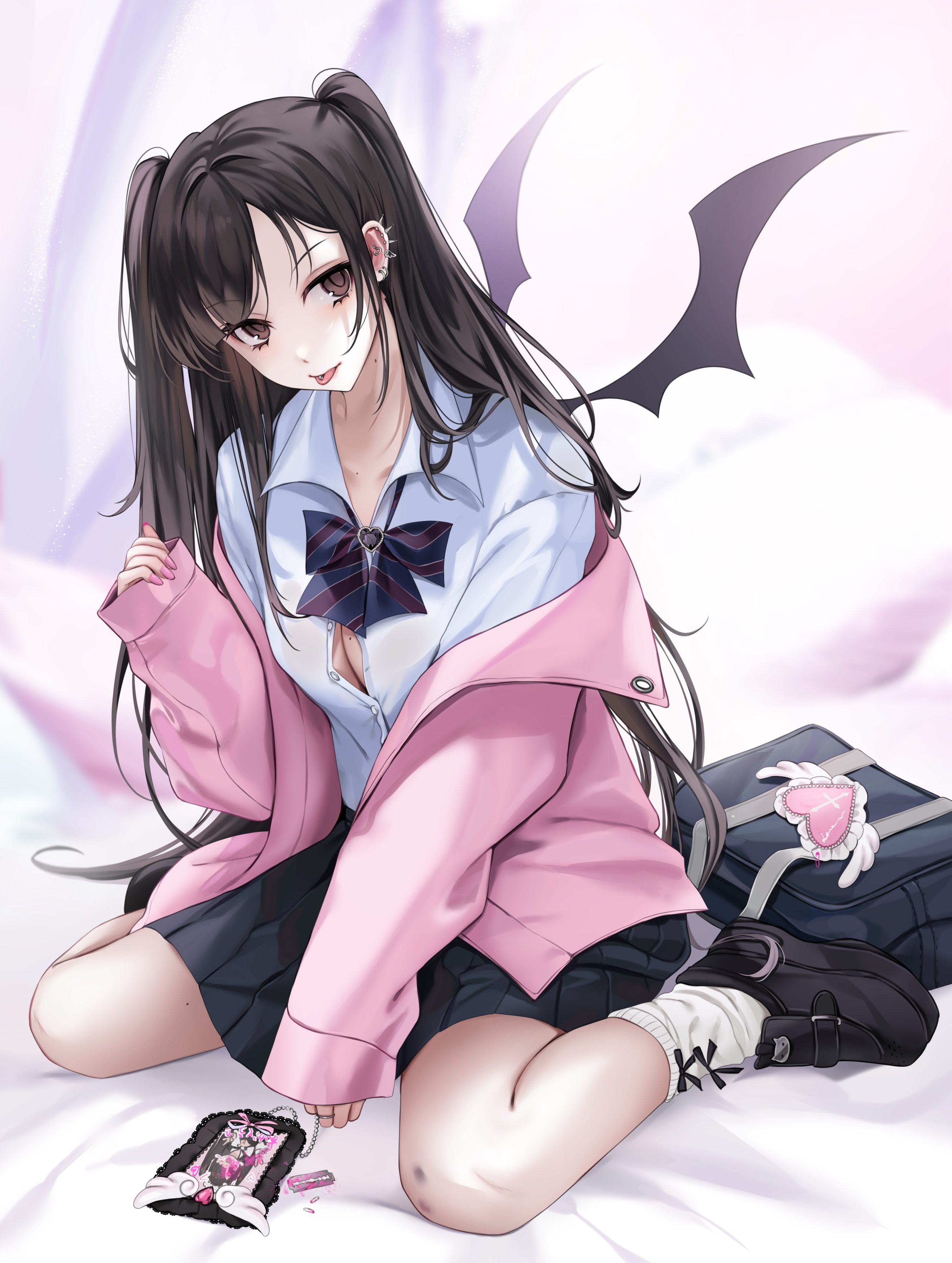 Ompf Cleavage Open Shirt Seifuku Wings 1073577 Yandere